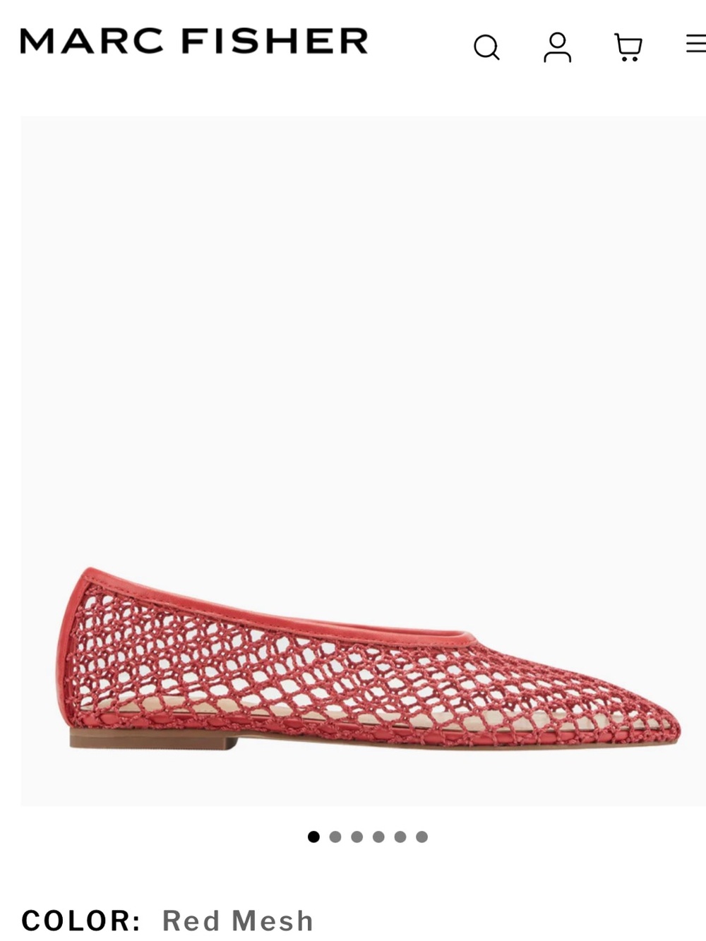 Marc Fisher Jazlyn Red Mesh Ballet Flat - new with original box